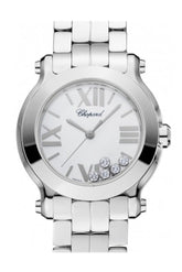 Chopard Happy Sport 30Mm 5 Floating Diamonds Inside Dial Ladies Watch 278509-3002 White